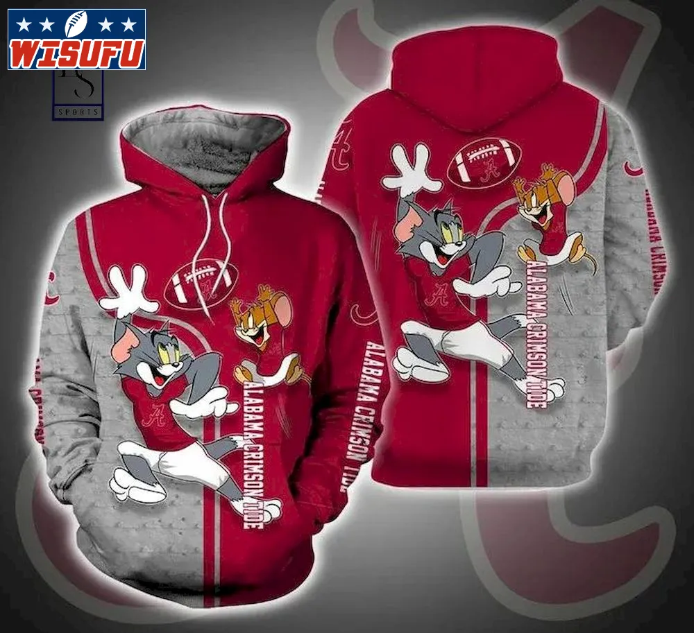 Alabama Crimson Tide Tom And Jerry 3d Hoodie