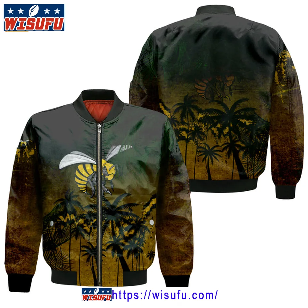 Alabama State Hornets Coconut Tree Tropical Grunge Bomber Jacket