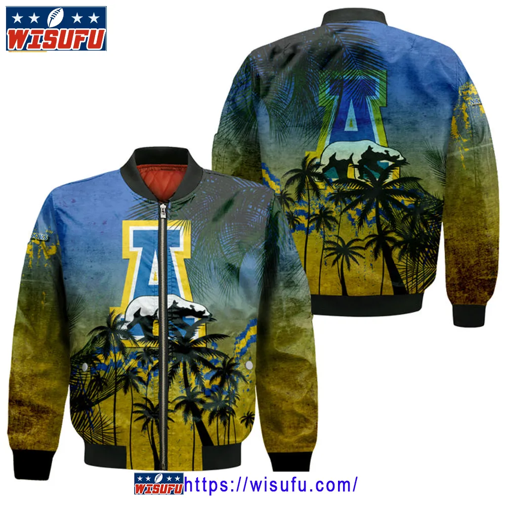 Alaska Nanooks Coconut Tree Tropical Grunge Bomber Jacket