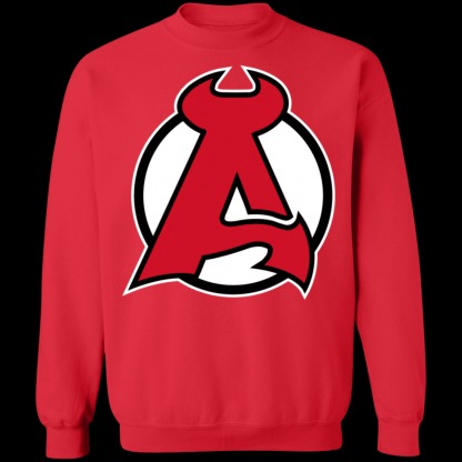 Albany Devils Logo Crewneck Unisex  Sweatshirt-Red