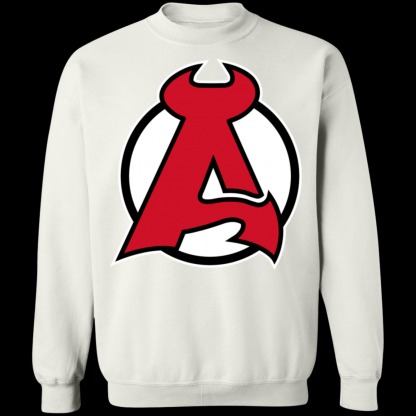 Albany Devils Logo Crewneck Unisex  Sweatshirt-White