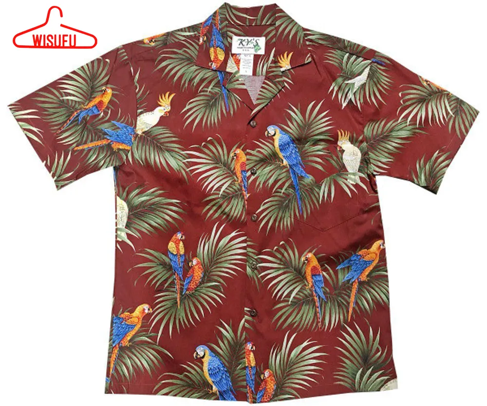 Alert Parrots Red Hawaiian Aloha Shirt Hawaiian Shorts Beach Best Gift Ideas, New Fashion Gifts
