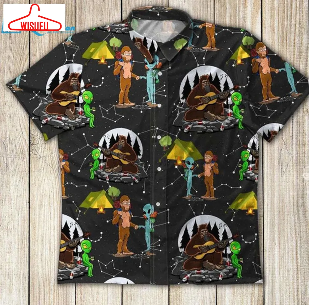 Alien Bigfoot Go Camping Hawaiian Shirt For Camper, Best Gift Ideas, New Fashion Gifts