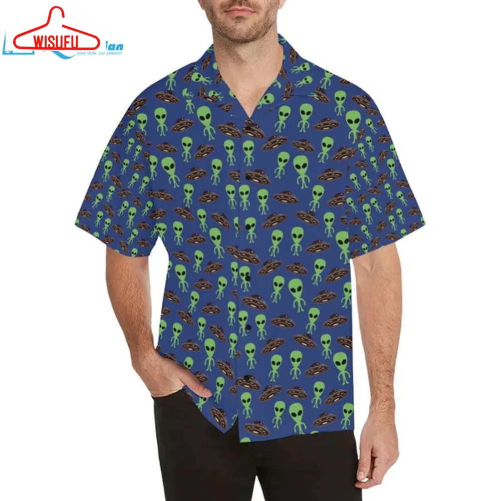 Alien Green Ufo Pattern Hawaiian Shirt, Best Gift Ideas, New Fashion Gifts Vtbl15744