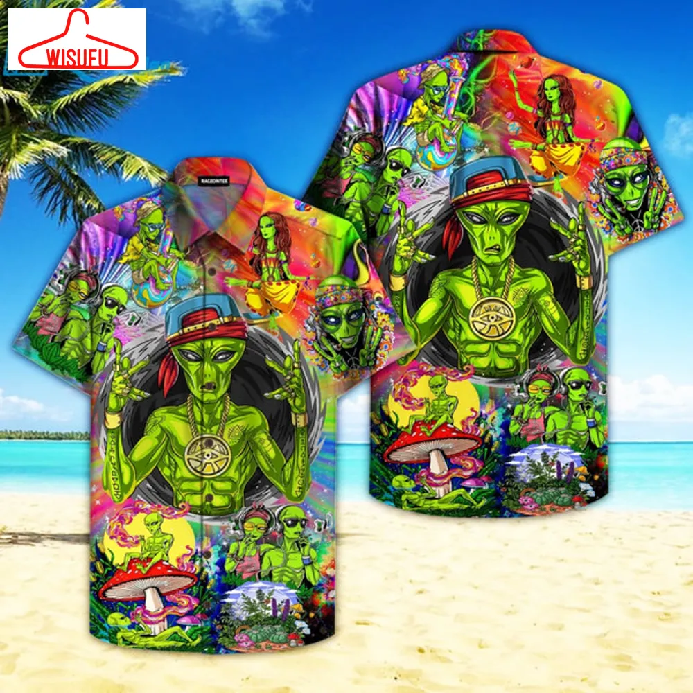 Alien Hippie Hawaiian Shirt For Men & Women Adult -, Best Gift Ideas, New Fashion Gifts