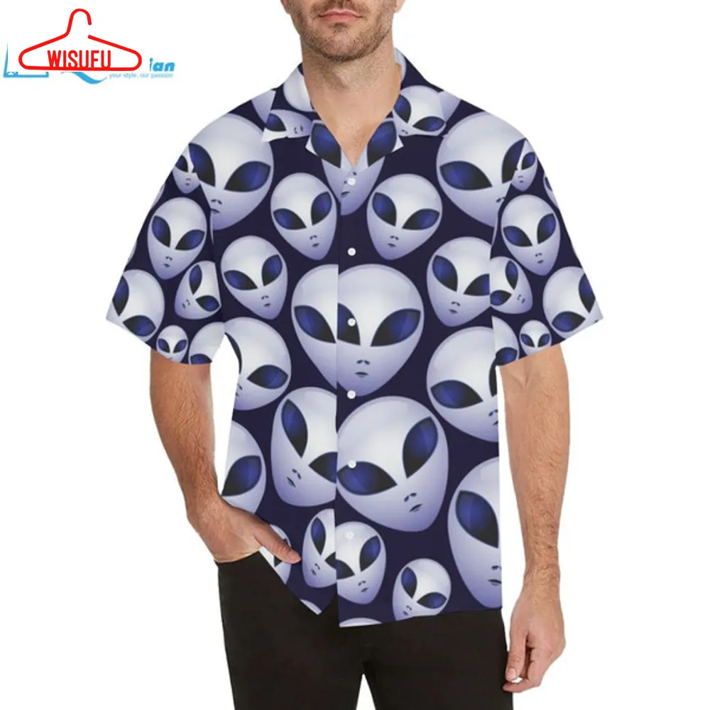 Alien Pattern Print Design 01 Men's All Over Print Hawaiian Shirt, Best Gift Ideas, New Fashion Gifts