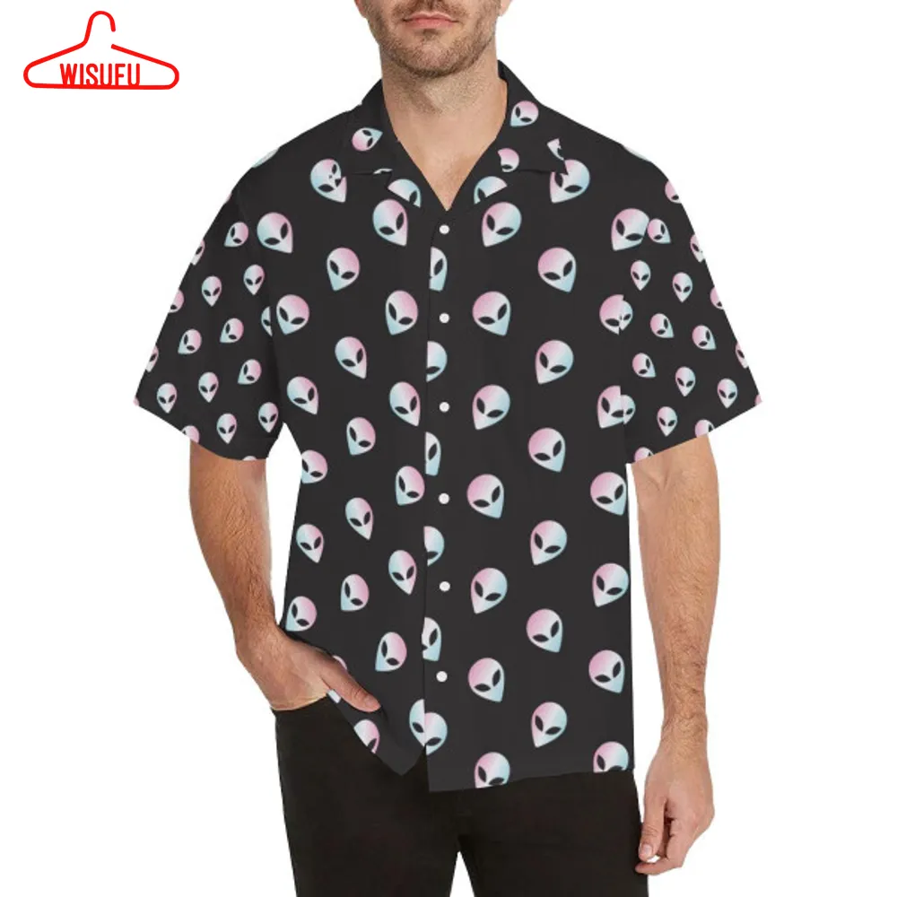 Alien Pattern Print Design 04 Mens All Over Print Hawaiian Shirt Best Gift Ideas, New Fashion Gifts