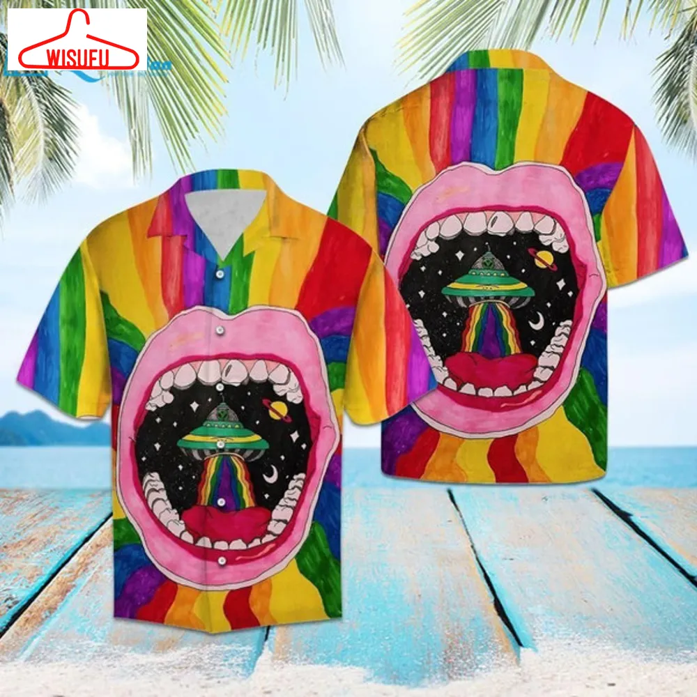 Alien Rainbow Colorful Amazing Design Hawaiian Shirt, Best Gift Ideas, New Fashion Gifts