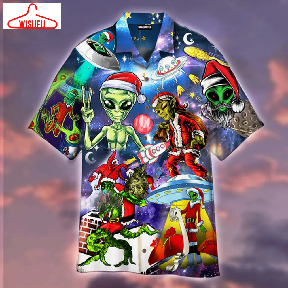 Alien Santas Christmas In The Galaxy Hawaiian Shirt, Best Gift Ideas, New Fashion Gifts