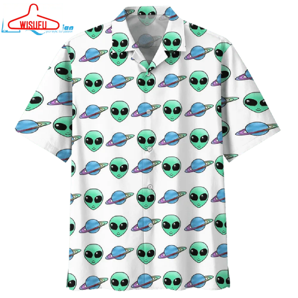 Alien White Awesome Design Unisex Hawaiian Shirt, Best Gift Ideas, New Fashion Gifts