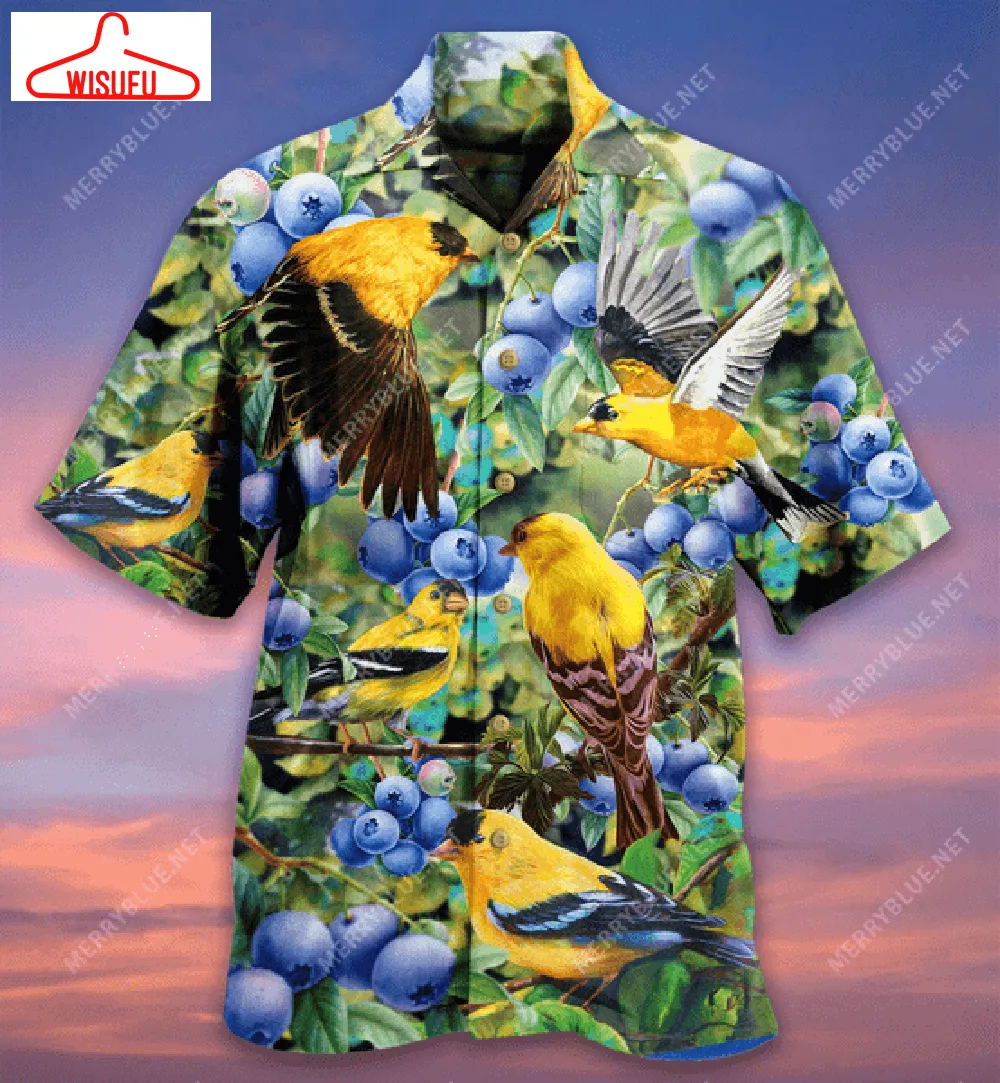 All About Blueberry And Goldfinch Hawaiian Aloha Shirt Hawaiian Shorts Beach Best Gift Ideas, New Fashion Gifts Vtbl93698