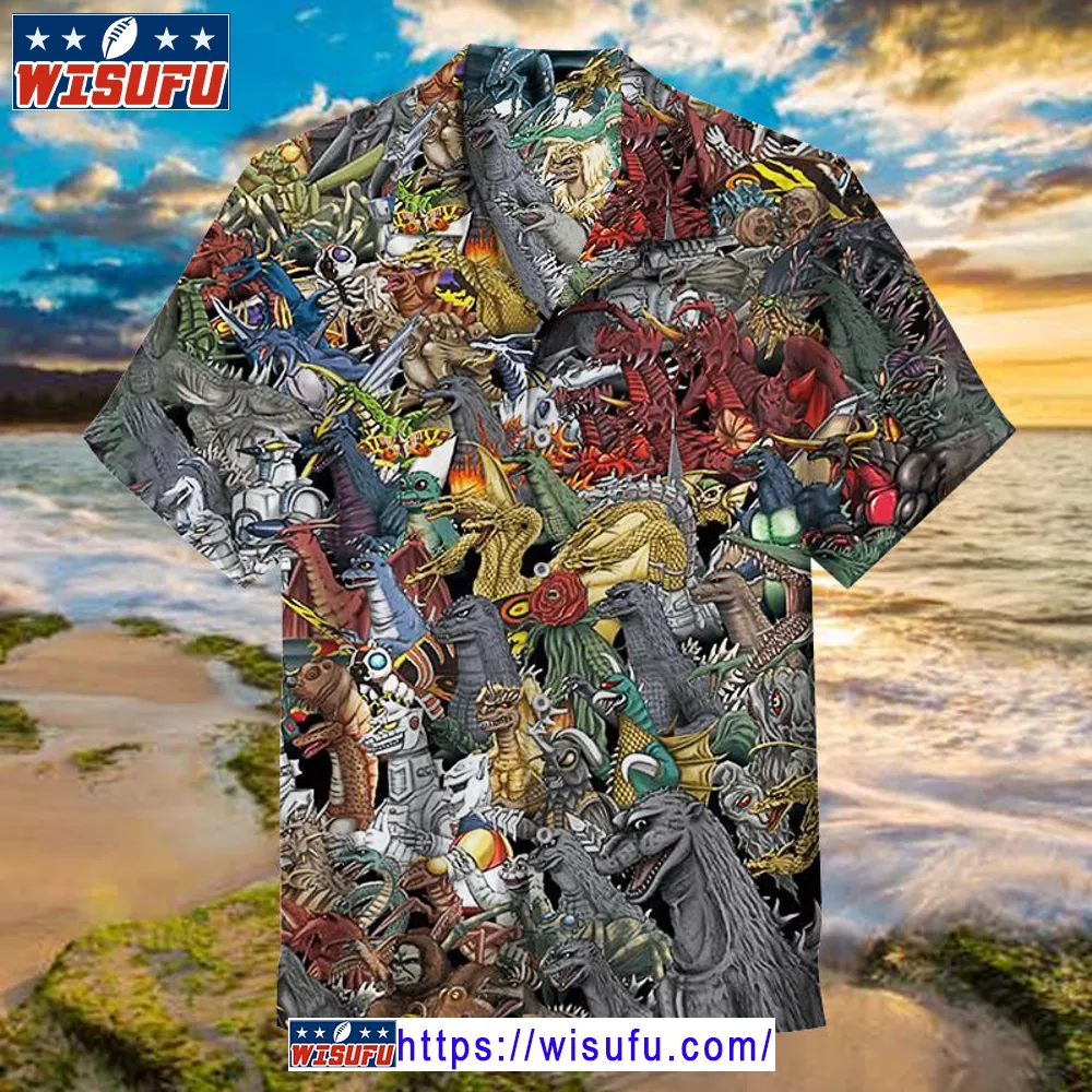 All Godzilla Monsters -unis-ex Hawaiian Shirt