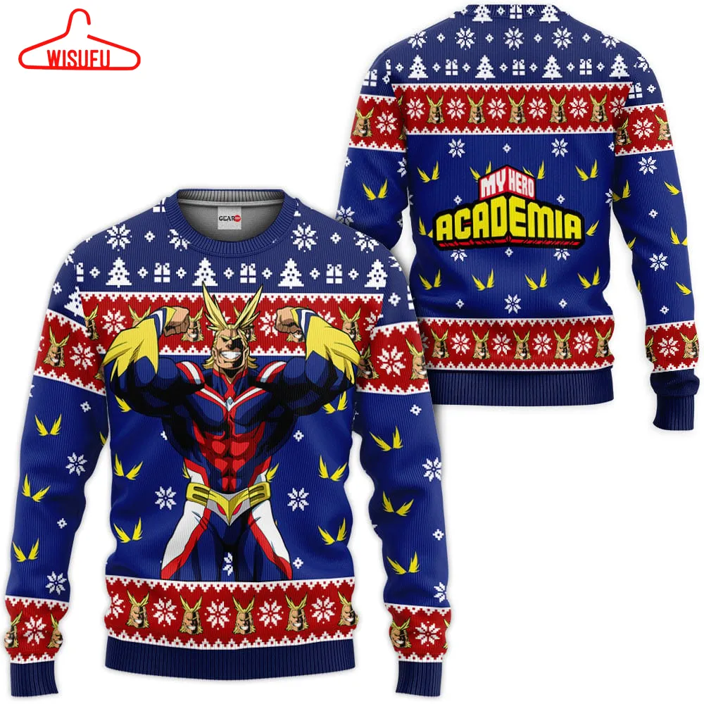 All Might Custom Ugly Christmas Sweater, Anime Ugly Christmas Sweater Gift For Family