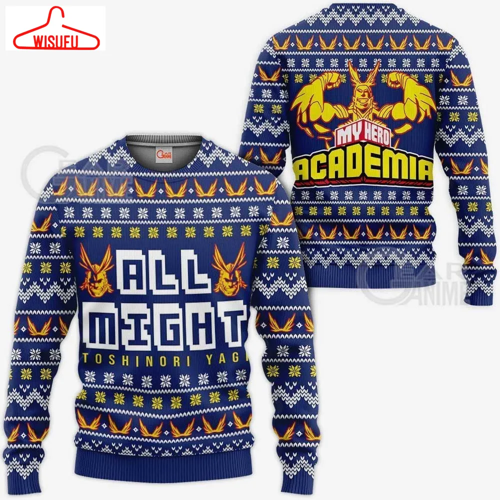 All Might Ugly Christmas Sweater Xmas Shirt, Anime Ugly Christmas Sweater Gift For Family