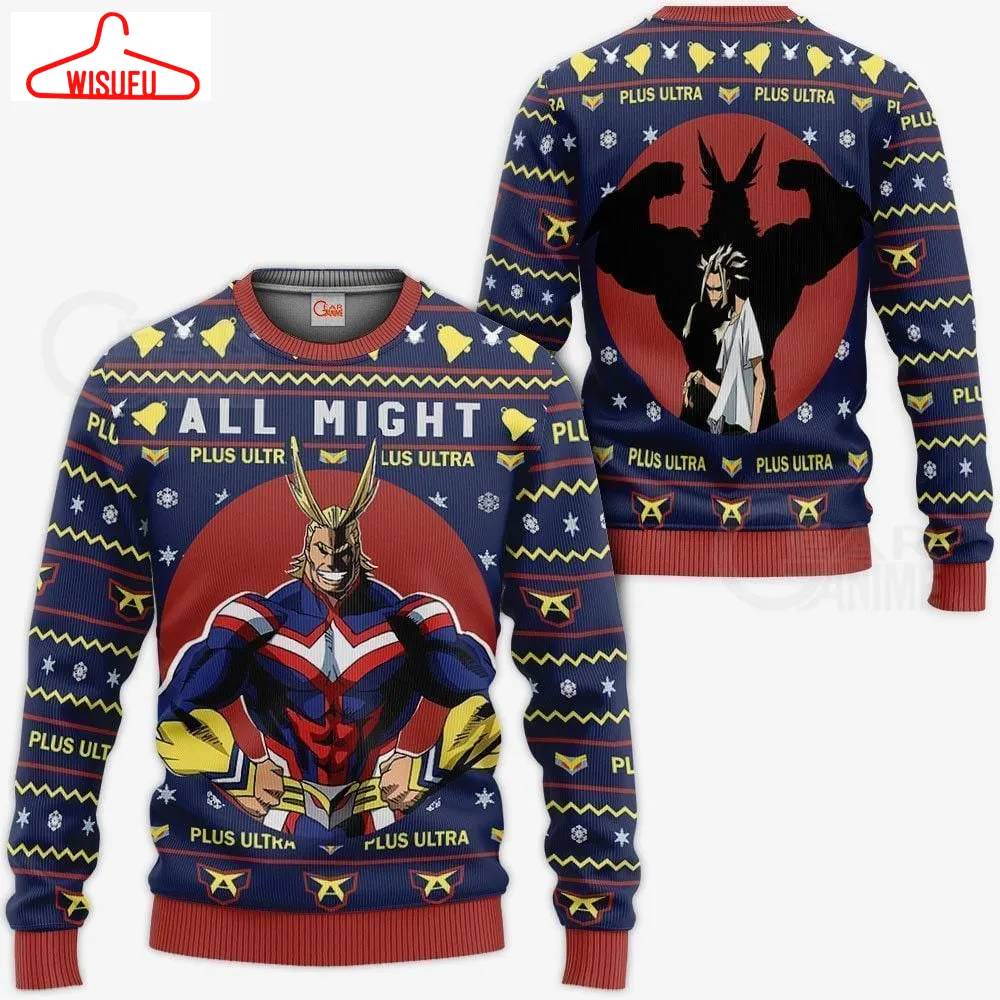 All Might Ugly Christmas Sweater Xmas Shirt, Anime Ugly Christmas Sweater Gift For Familyvtbl87450