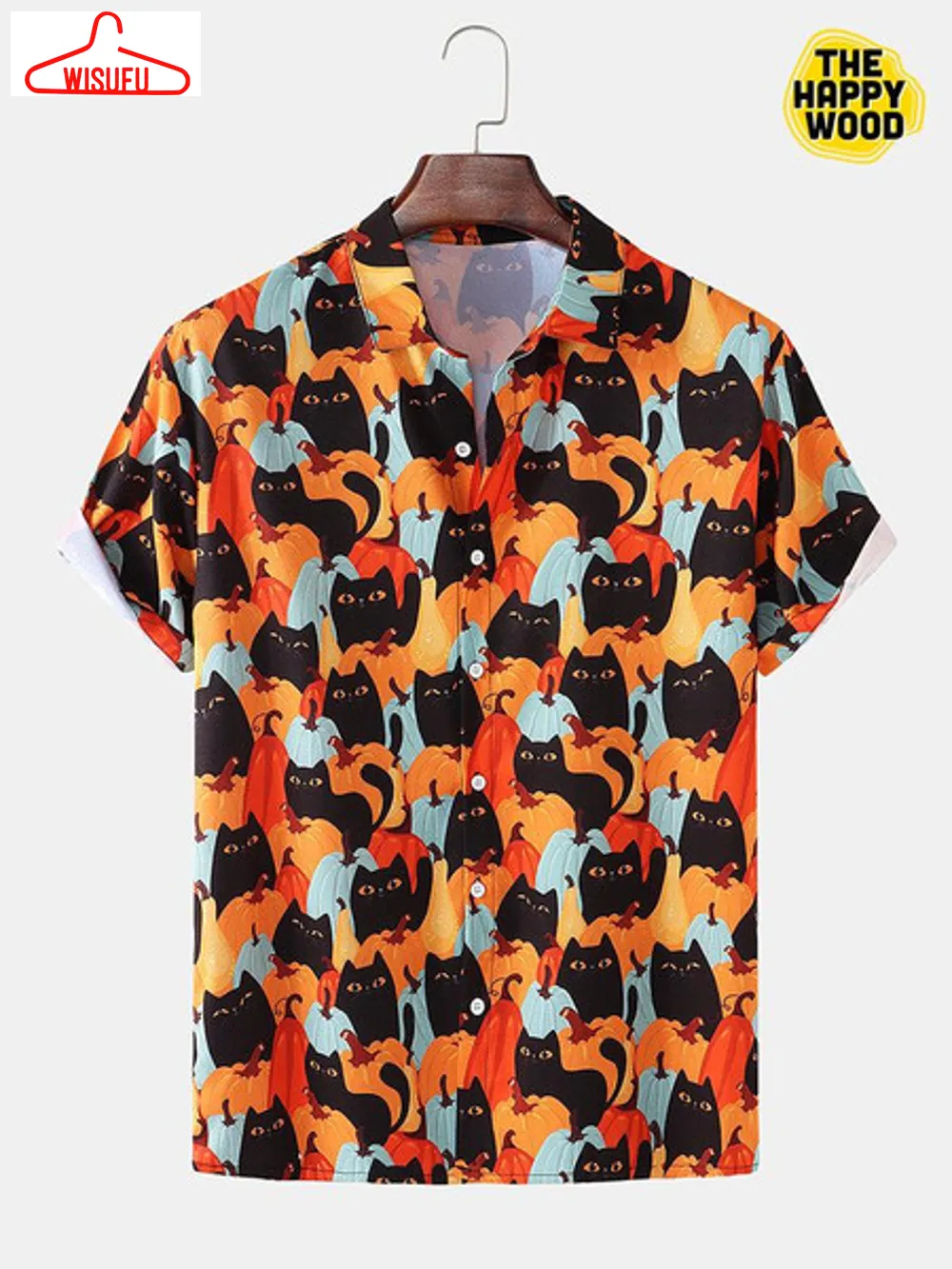 All Over Cat & Pumpkin Print Cute Hawaiian Best Gift Ideas, New Fashion Gifts