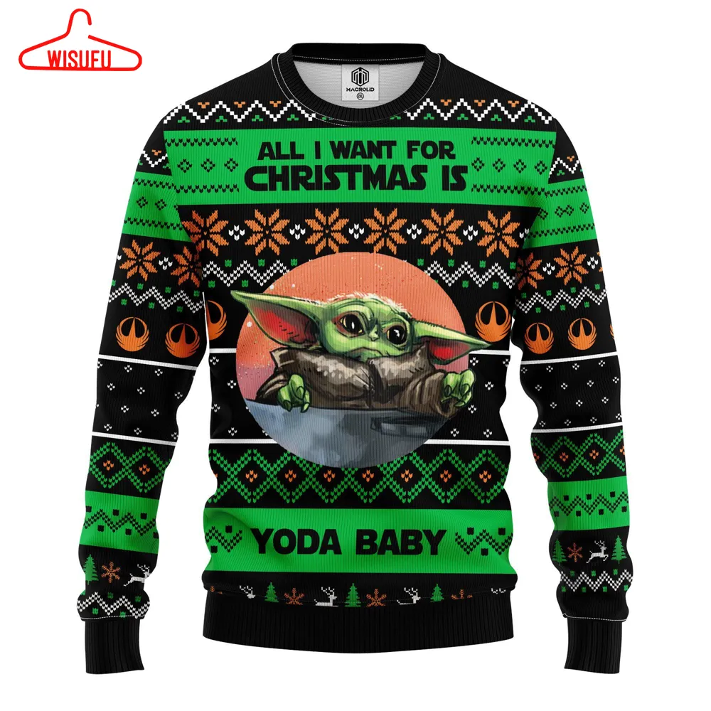 All Want Baby Yoda Noel Ugly Christmas Sweater, All Over Print New Winter Fashion 3d Sweater, Best Gift Ideas