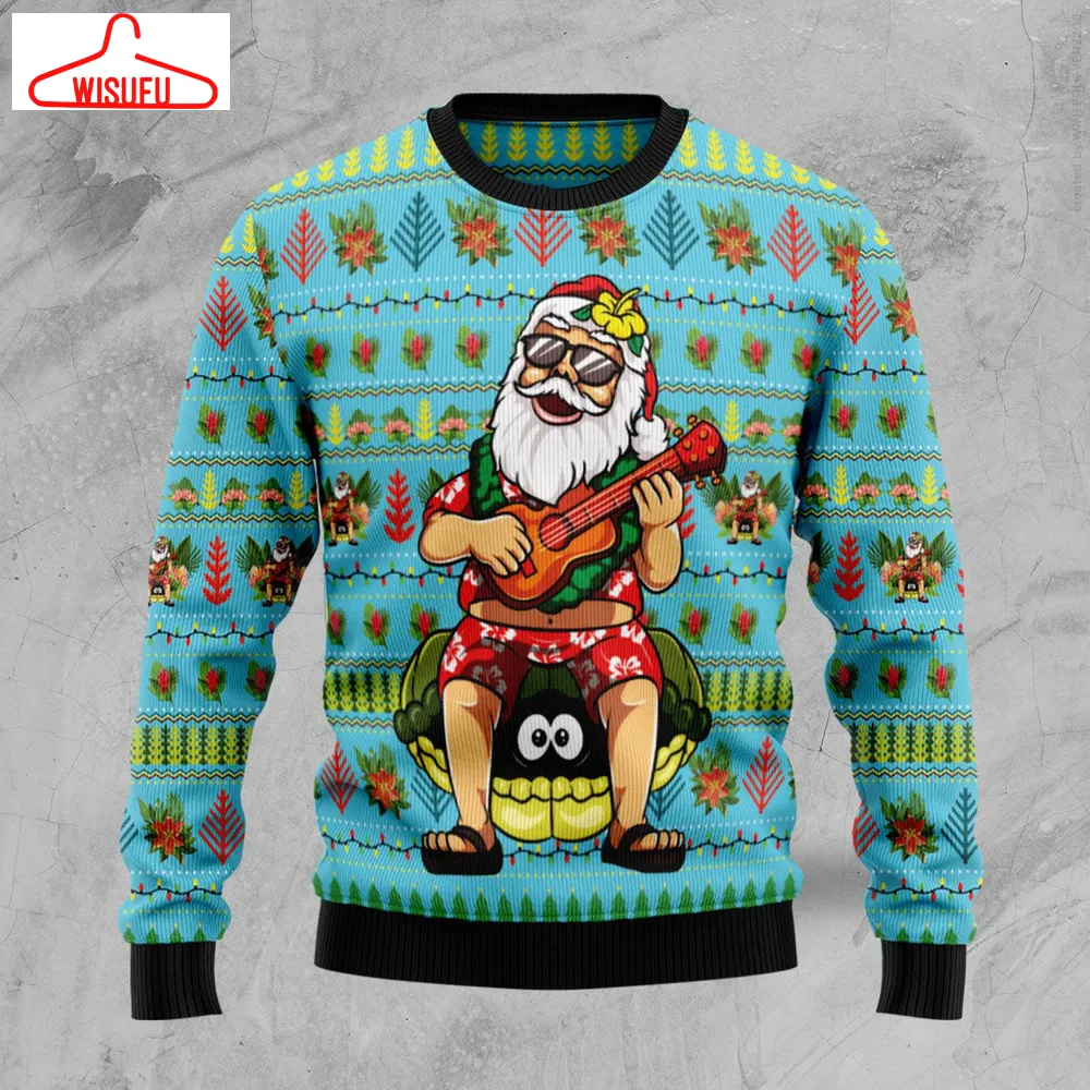 Aloha Santa Claus Play Guitar Xmas Ugly Sweater