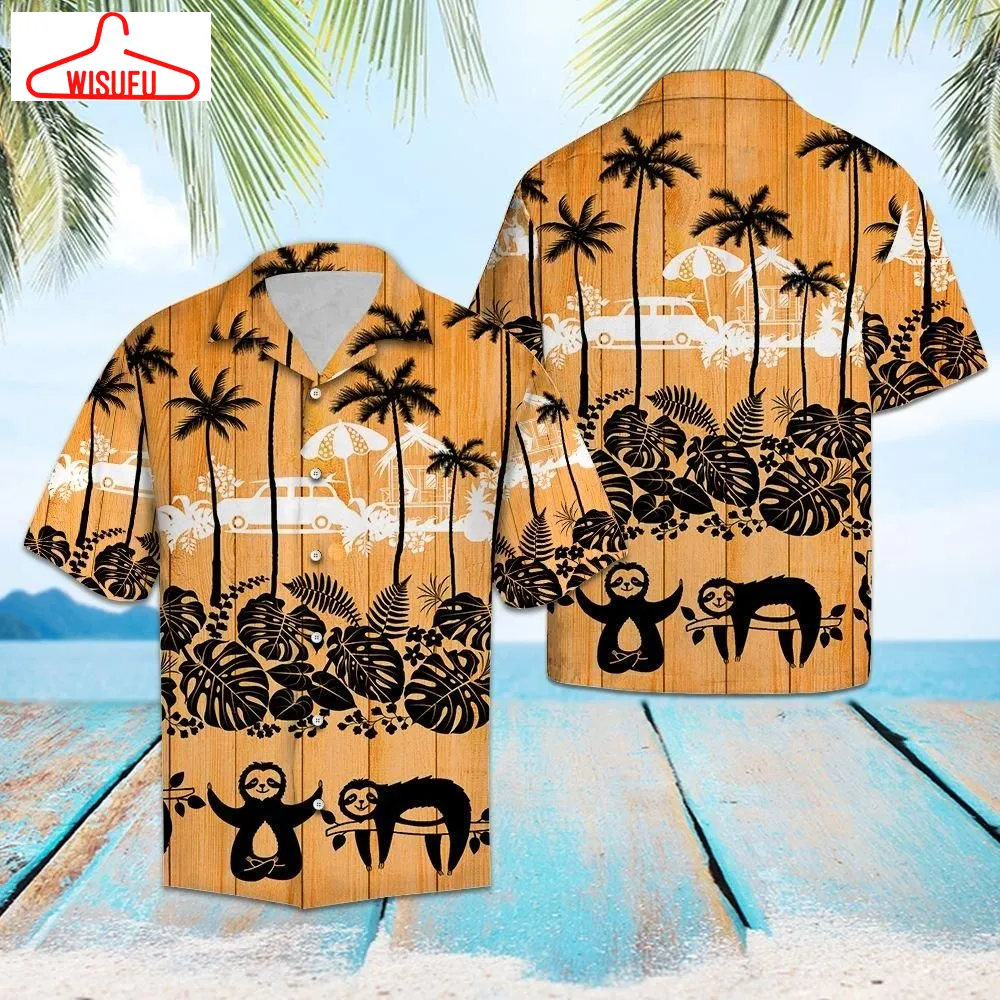 Aloha Shirt Sloth Palm Tree G5720 Â Hawaiian Shirt, New Hawaiian Holiday Outfits, New Fashion Gifts Vtbl81280