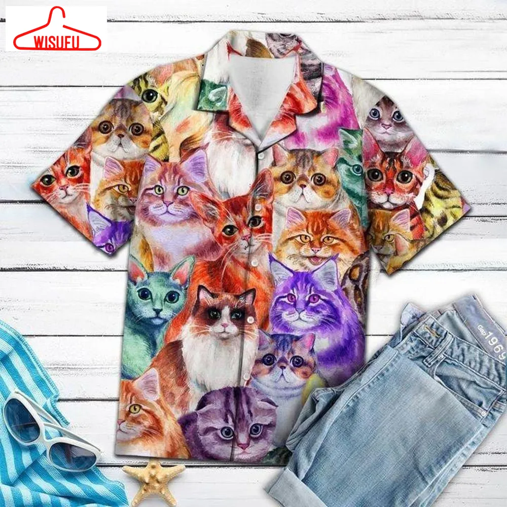 Amazing Colorful Cats Hawaiian Shirt