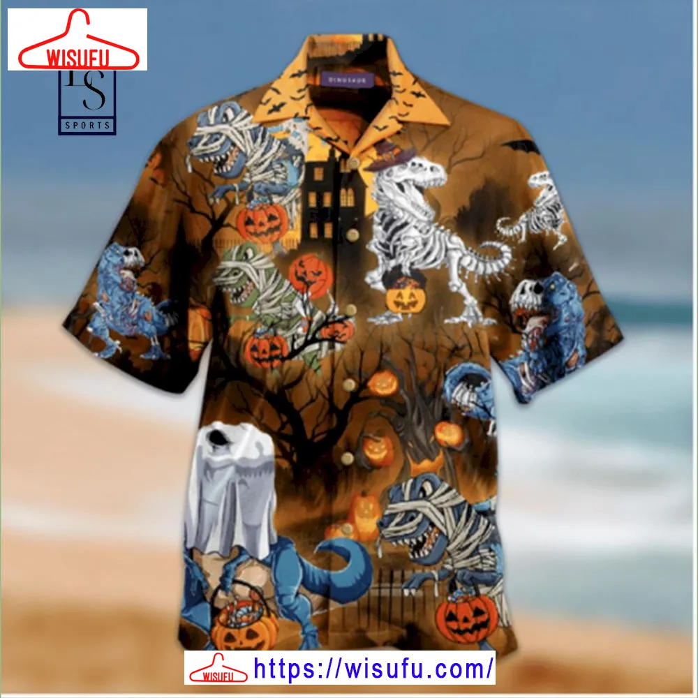 Amazing Halloween With Dinosaur Hawaiian Shirts, New Fashion Gifts