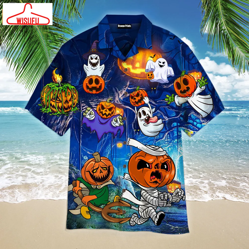 Amazing Pumpkin And Ghost Halloween Hawaiian Shirt, New Fashion Gifts