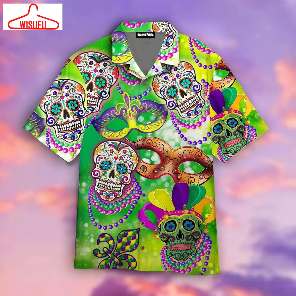 Amazing Sugar Skull Happy Mardi Gras Hawaiian Shirt