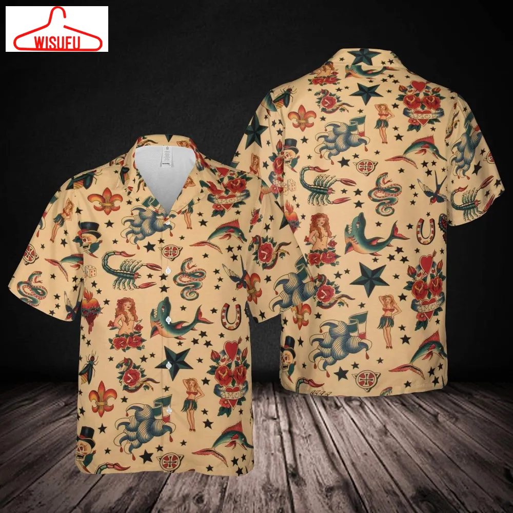 Amazing Tattoo Pattern Hawaiian Shirts #150621h, New Hawaiian Holiday Outfits, New Fashion Gifts