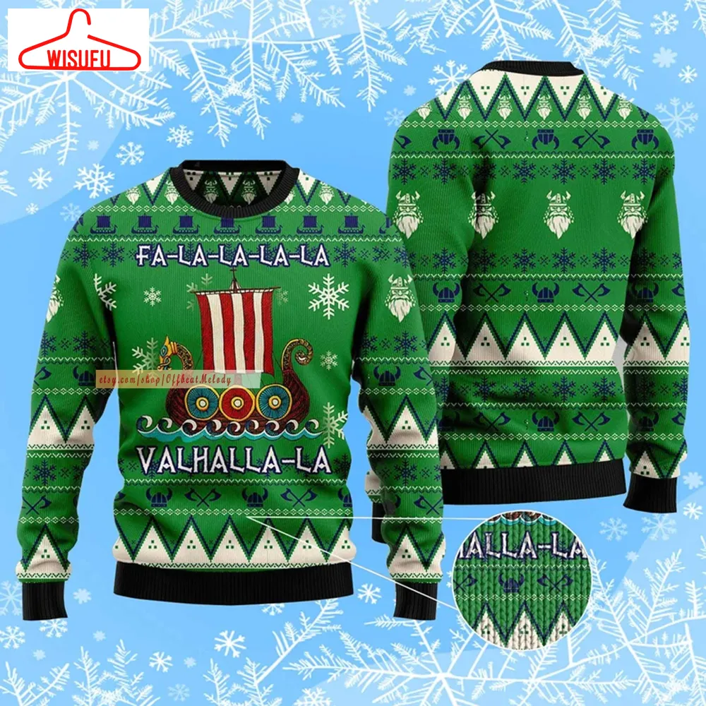 Amazing Viking Valhalla Ugly Christmas Sweater, Viking Xmas Ugly Sweater Over Print, 2024 Christmas Ugly Sweater 3d Hoodie Sweatshirt