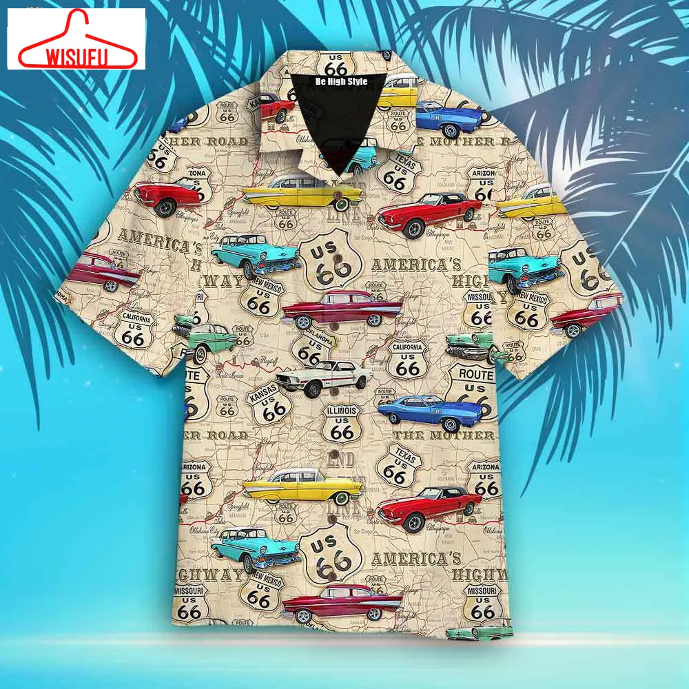 Amazing Vintage Retro Muscle Car On Route 66 Hawaiian Shirt, New Fashion Gifts