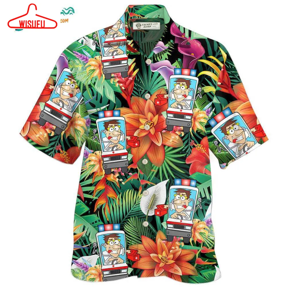 Ambulance Driver Tropical Floral Style Hawaiian Shirt- Wisufu Aloha