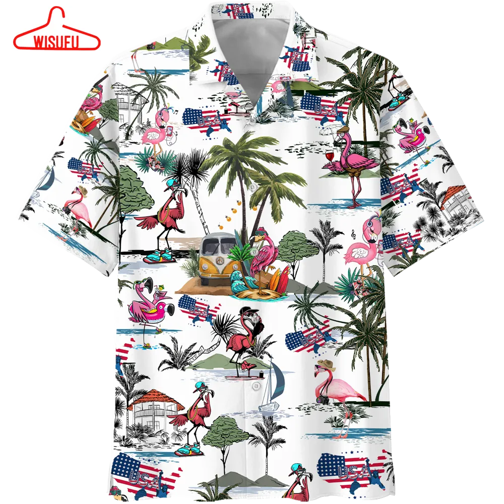 America - Flamingo Style Hawaiian Shirt