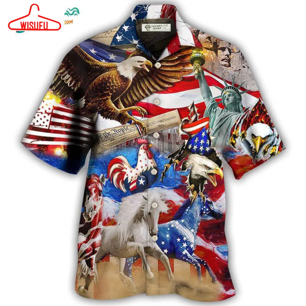 America Independence Day Animal Happy Hawaiian Shirt- Wisufu Aloha