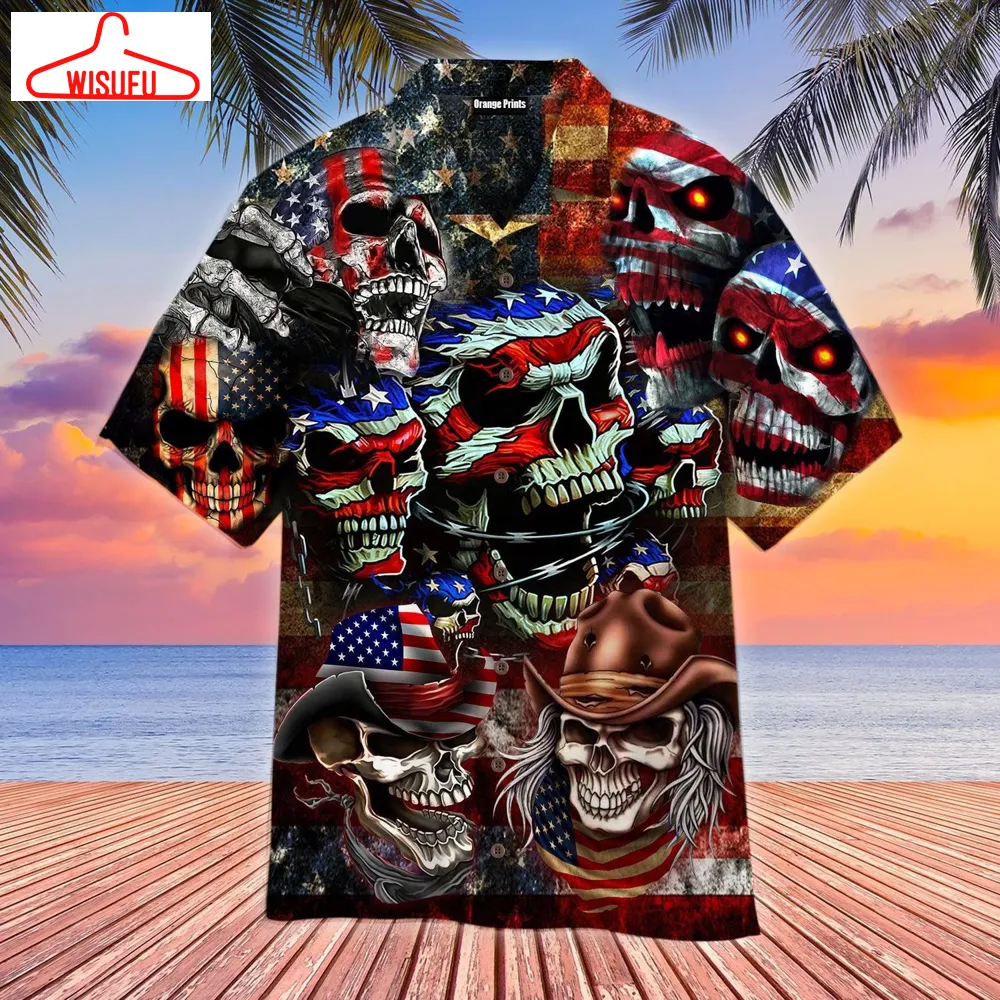 America Skull 4th Of July Hawaiian Shirt