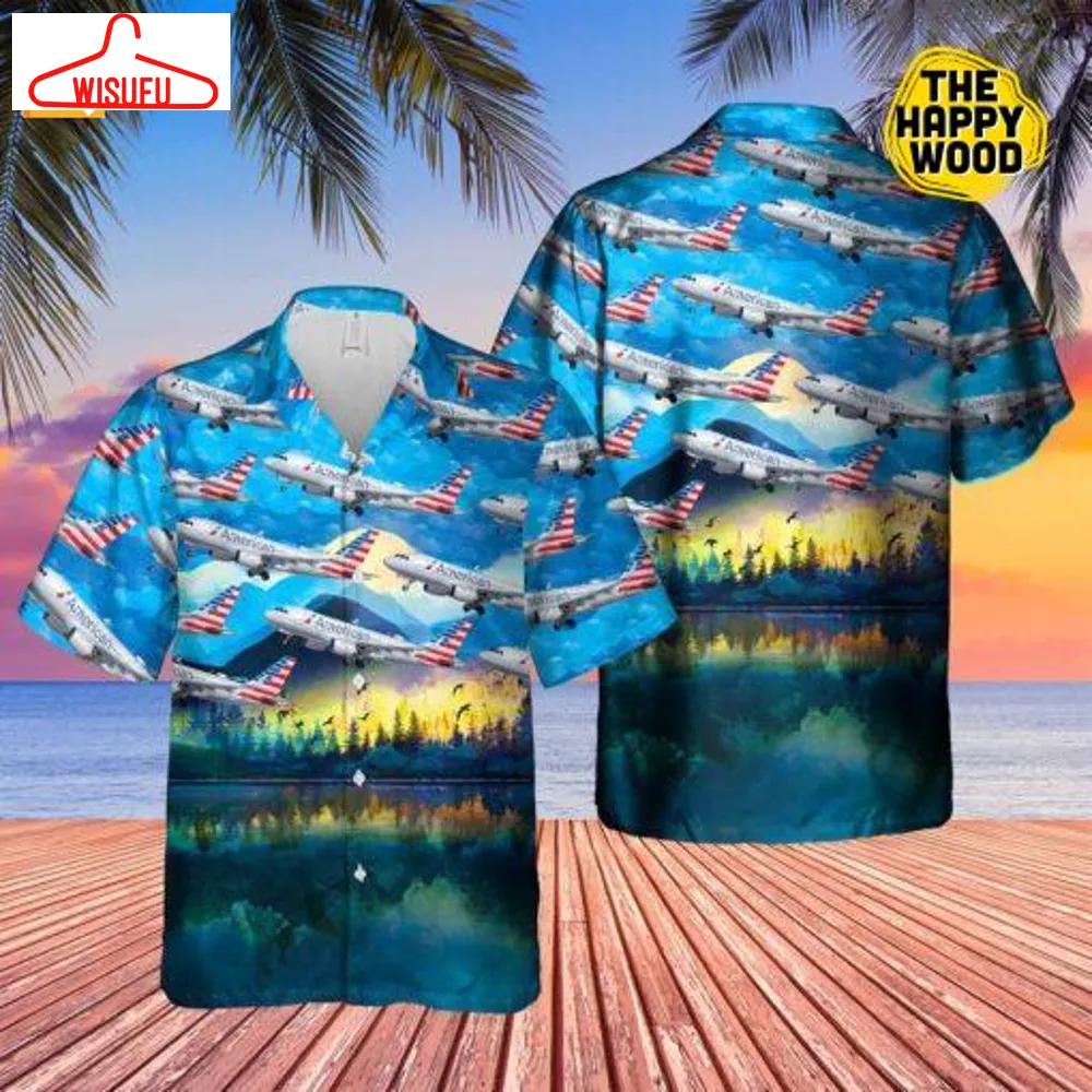 American Airlines Airbus Dreamliner Sky Hawaiian Shirt, New Fashion Gifts