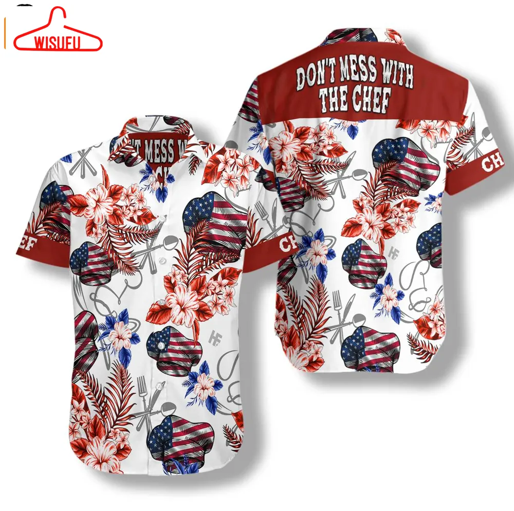 American Flag Chef Hibiscus Hawaiian Shirt, New Fashion Gifts