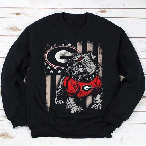 American Flag Vintage Georgia Bulldogs Tee â NCAA Unisex Sweatshirt