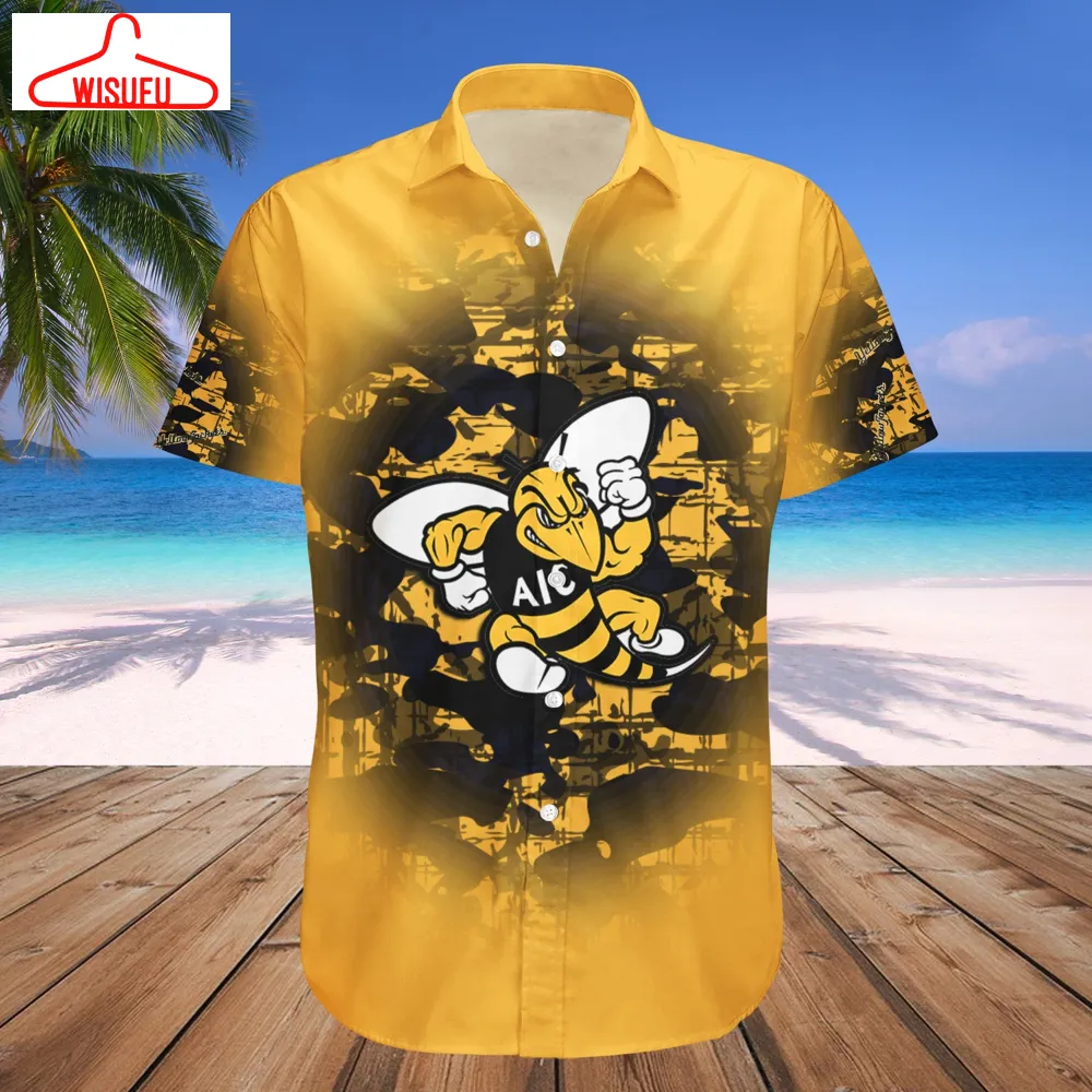 American International Yellow Jackets Camouflage Vintage Hawaiian Shirt, New Fashion Gifts