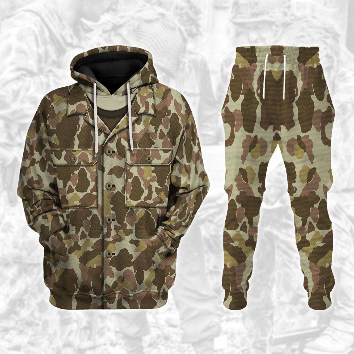 American M1942 (P-42) Frogskin Duck Hunter Pattern Marine Marine Raiders World War 2 (WWII) Beach Camo Track suit 