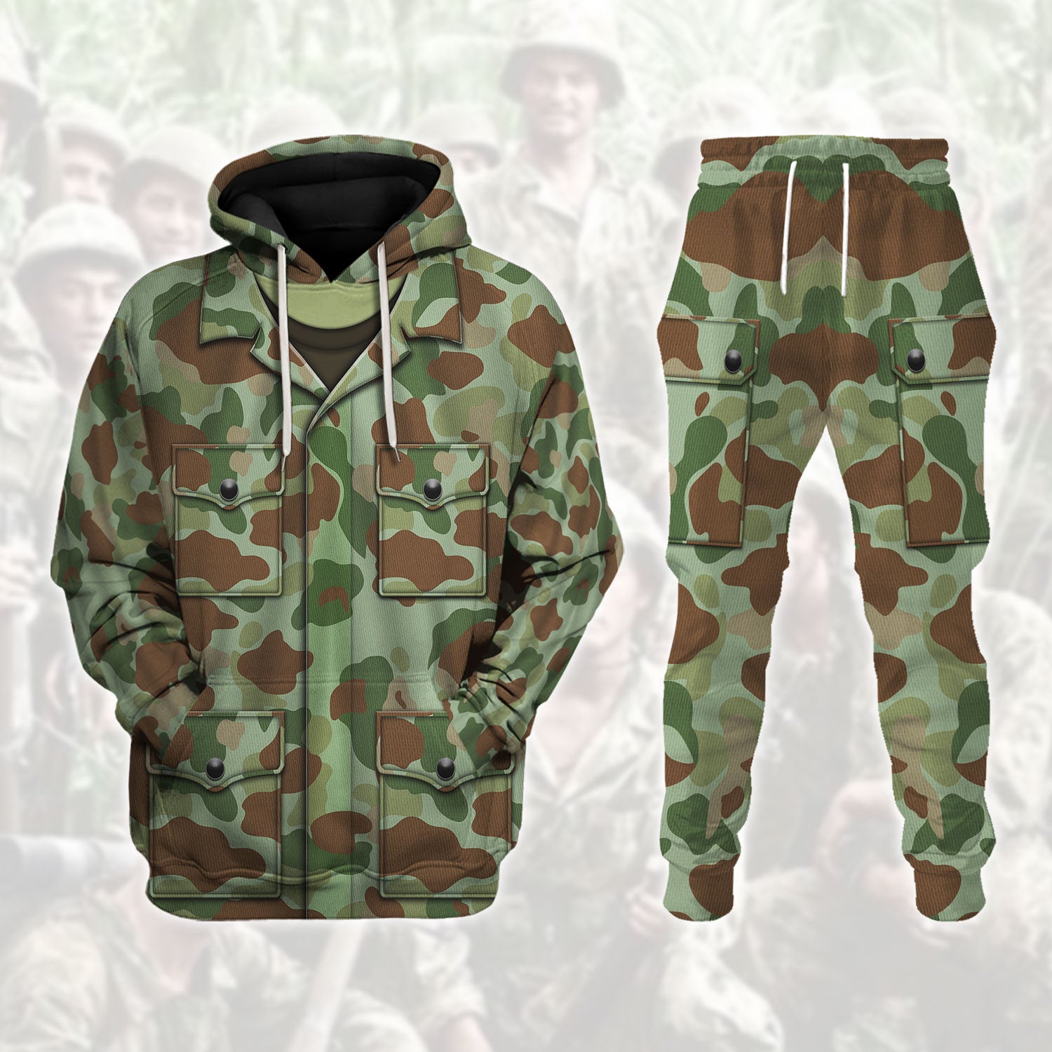 American M1942 (P-42) Frogskin Duck Hunter Pattern Marine Marine Raiders World War 2 Beach Camo Track suit