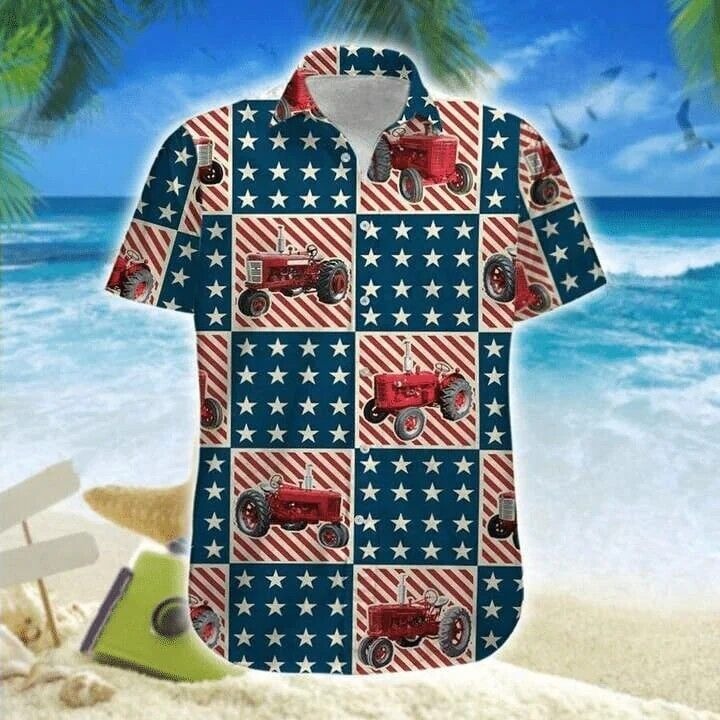 American Tractor 4Th Of July Hawaiian Shirt, Gift For Men, S-5XL US Size