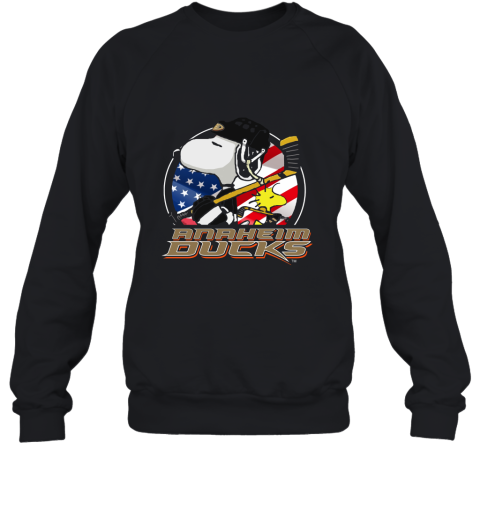 Anaheim Ducks Ice Hockey Snoopy And Woodstock Sweatshirt