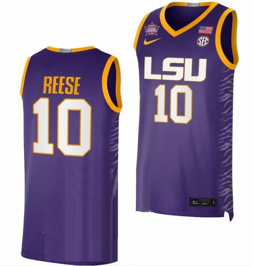 Angel Reese Jersey LSU Tigers 2023 NCAA Basketball National Champions Purple #10