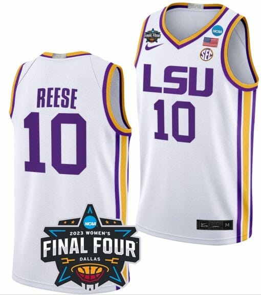 Angel Reese Jersey LSU Tigers College Basketball 2023 NCAA Final Four Garnet White #10