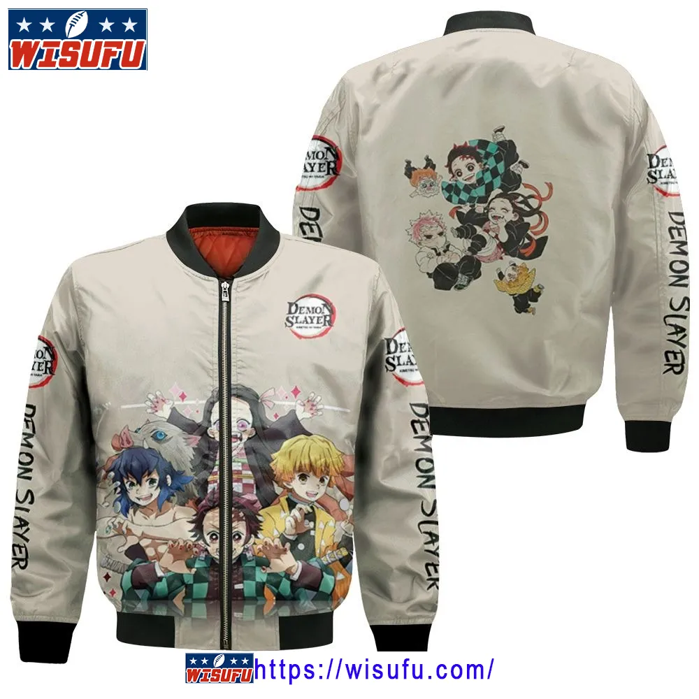 Anime Kimetsu No Yaiba Tanjiro And Nezuko And Inosuke Bomber Jacket