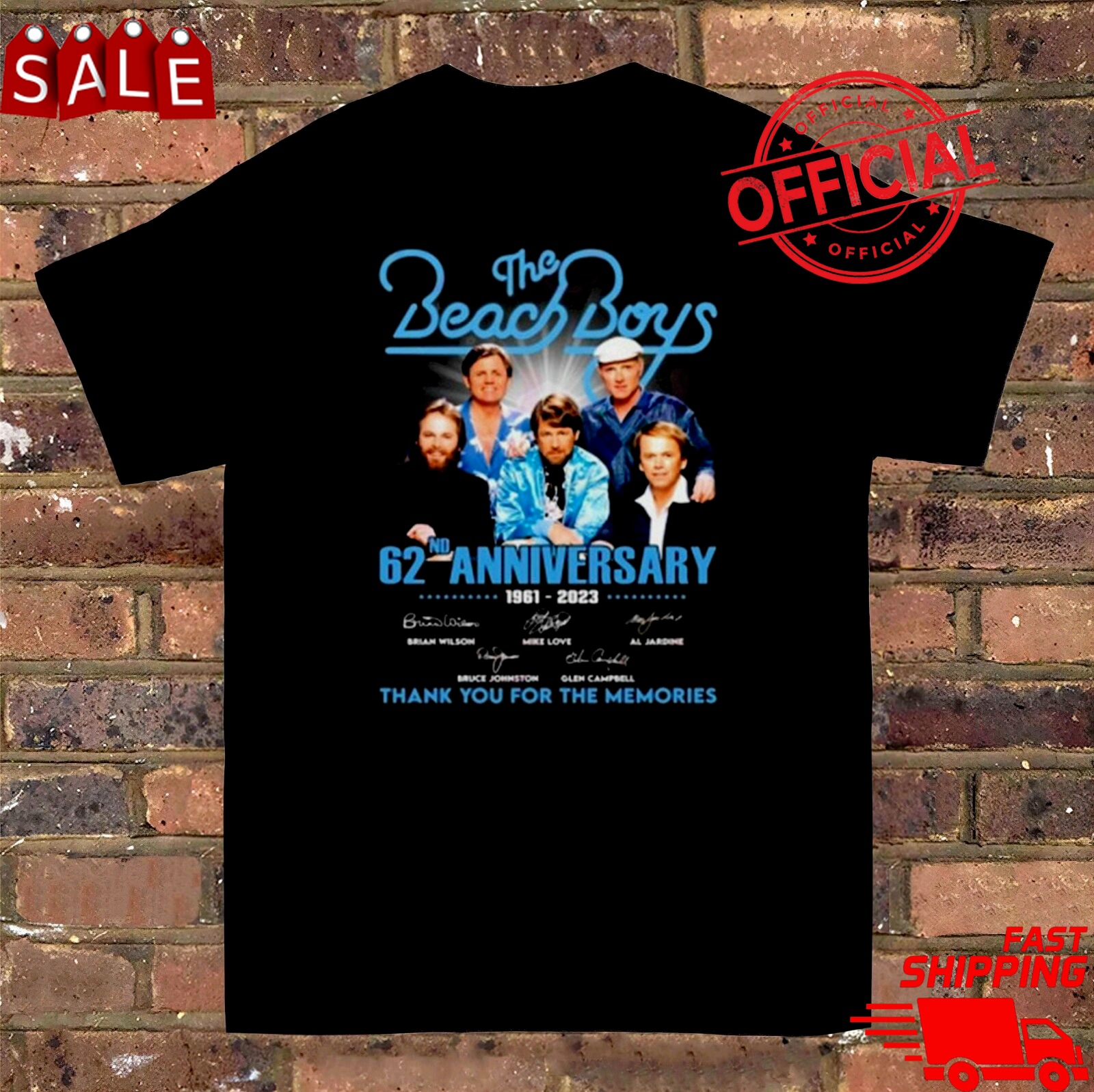 Anniversary 1961-2023 The Beach Boys For The Memories Signatures T Shirt