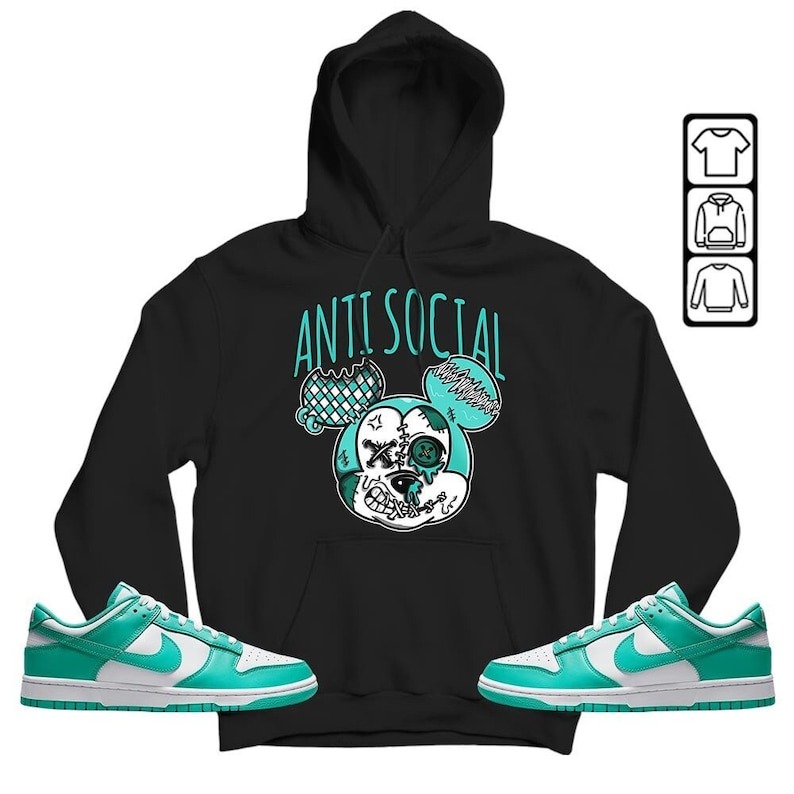 Anti Socia Dripping Unisex Shirt To Match Sneaker Low Clear Jade Hoodie-Black