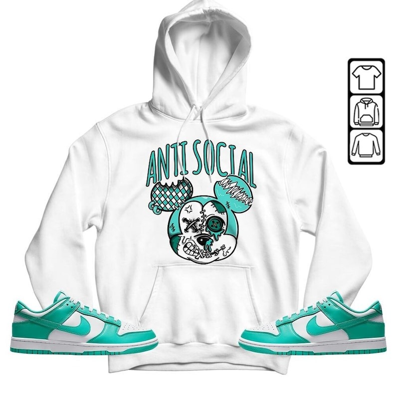 Anti Socia Dripping Unisex Shirt To Match Sneaker Low Clear Jade Hoodie-White