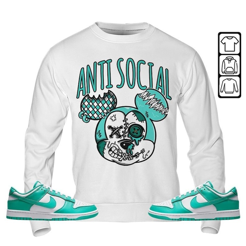 Anti Socia Dripping Unisex Shirt To Match Sneaker Low Clear Jade Sweatshirt-White