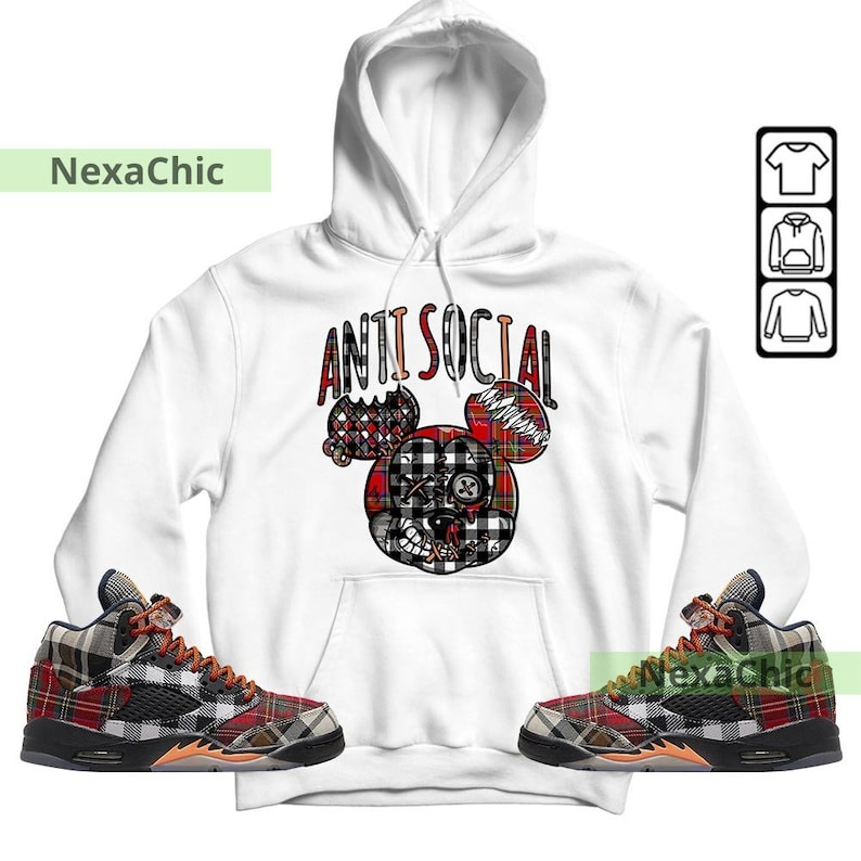 Anti Socia Dripping Unisex Shirt To Match Sneaker Plaid 5s Hoodie-White